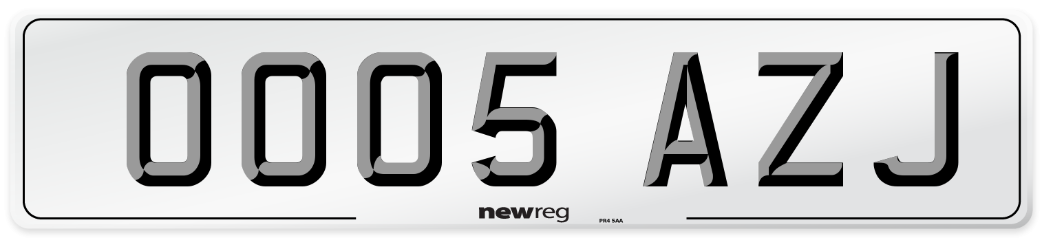 OO05 AZJ Number Plate from New Reg